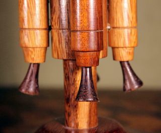 Vintage Carved Wooden Ariane 4 Space Rocket Ship Model Desk Sculpture MCM LOOK 3