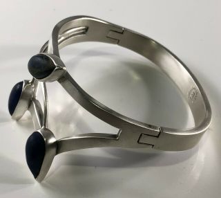 Taxco Sterling Silver Cuff Bracelet with Lapis Lazuli Center Stones 2