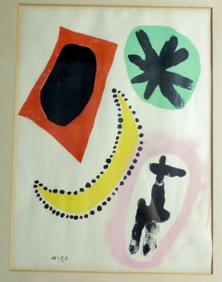 Vtg Joan Miro Framed Color Lithograph 1950 Untitled Derriere le Miroir 2