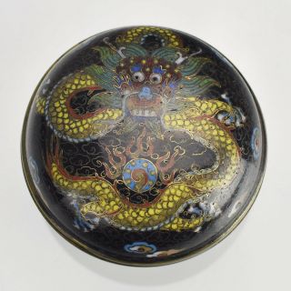 Fine Antique Chinese Qing Dynasty 19th Century Cloisonne Box Imperial Dragon