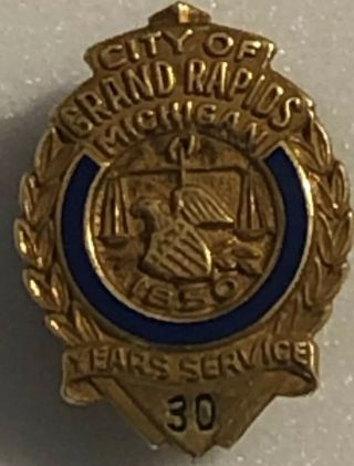 Vintage 1950 City Of Grand Rapids Michigan 30 Yrs Service Pin 10k ?