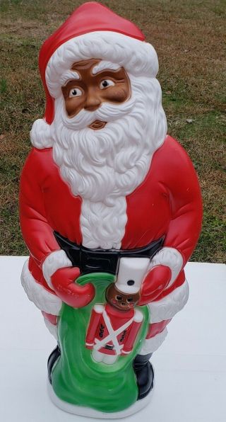African American Black Santa Light Up Vtg Blow Mold.  Lawn Ornament.  Approx.  38 "
