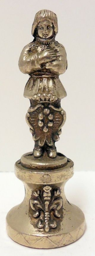 European Boy Lad Page Boy Small 2 3/4” Tall Figurine Miniature Metal Antique