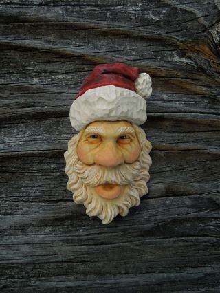 Wood Carving St.  Nick Santa Claus White Christmas Ooak Wizard 2 Scott Longpre