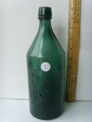 Antique Gettysburg,  Pa.  Rich Teal Mineral Water Bottle 10” 1860 - 1870 58/3