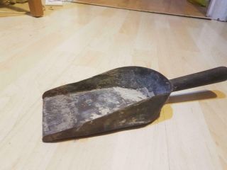Two Tone Copper & Steel Coal Ash Shovel Scoop With Brass Mounted Wooden Handle