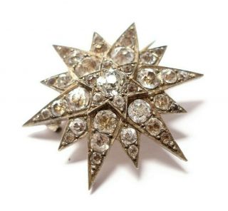 Antique Victorian Silver And Paste Stone Star Brooch