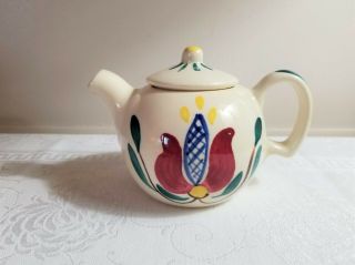 Unusual Small Vintage Purinton Pottery Pennsylvania Dutch 4” Teapot Purintion?