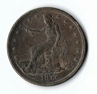 Liberty Seated Trade Dollar 1877 - S Xf/au Details Counterfeit