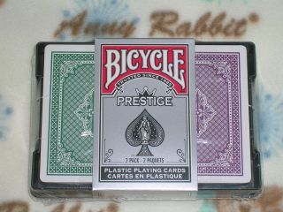 1 Set 2 Deck Set Bicycle Prestige Poker Size Standard Playing Cards 100 Plastic
