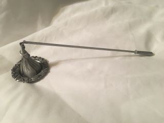 Partylite Pewter Candle Snuffer & Plate - Flower Floral Dragonflies Garden