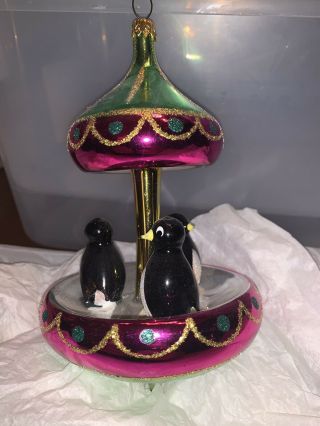 vintage christopher radko christmas ornaments - VERY RARE Penguin Carousel 2