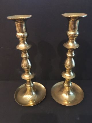 Vintage Set 2 Pc Brass Candle Sticks 9” Matching Pair