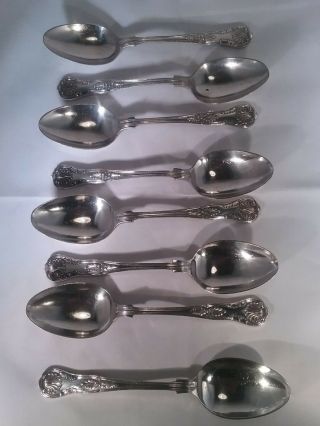 Antique Set Of 8 Silver Plated Desert Spoons Kings Pattern John Stephenson
