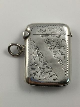Hallmarked Silver Vesta Case Match Safe.  Birmingham 1907 Joseph Gloster