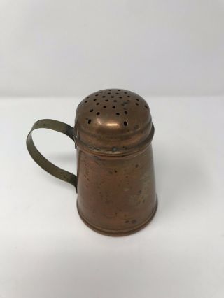 Unusual Vintage Brass And Copper Sugar Or Salt Shaker 5.  5 Inches Distressed