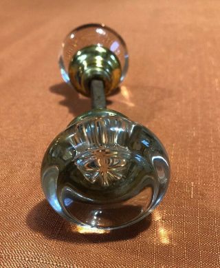 Vintage Crystal Glass Brass Door Knobs Handles 1 Pair Antique Victorian 6