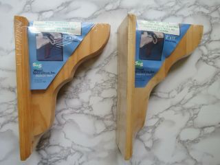 Pine Wood Shelf Brackets Pair 7 " X 11 " Rustic Unfinished Corbels Usa Made Nos