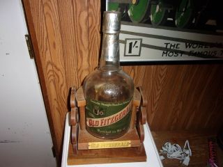 Rare Old Fitzgerald Kentucky Bourben Whiskey Display Bottle Cradle 1 Gallon
