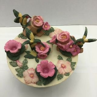 Miniature Resin Tea Set With Hummingbird Theme 11 Piece