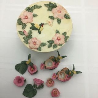 Miniature Resin Tea Set With Hummingbird Theme 11 Piece 2