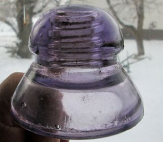 Scarce Cd 19o Top Only Light Purple /lilac Two Piece Diamond Glass Co Insulator