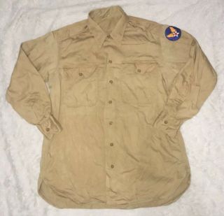 Vintage World War Two Ww2 Air Force Shirt With Patch 7035 B Xl