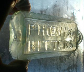 Open Pontil Phoenix Bitters $1.  00 John Moffat Ny 1840s Crude Ring Lip Attic