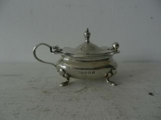 Solid Silver Mustard Pot With Spoon And Liner