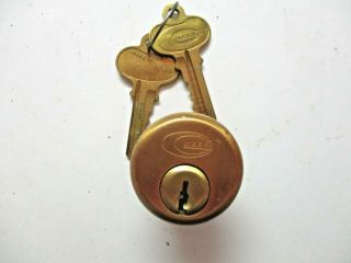 Vintage Marks Usa 1145 Mortise Cylinder Lock 2 Keys Dark Brass Needs 1 - 1/8 " Bore