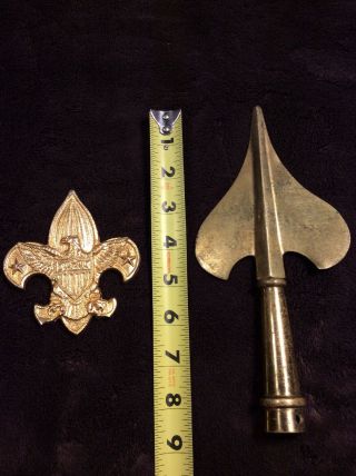 Vintage Boy Scouts Of America Brass Flag Pole Topper,  Gold Eagle Set Of 2 Rare