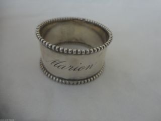 Simons Sterling Napkin Ring Engraved Name Of Marion,  7/8 " By 1 5/8 "