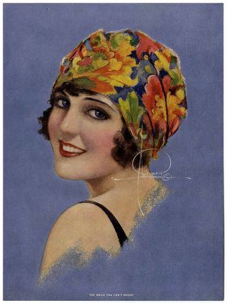 Vintage Rolf Armstrong 1930s Art Deco Pin - Up Print Has Smile You Can 