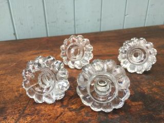 Antique Glass Drawer Knobs Set Of Four Pressed Flower Shape Screw In Handles