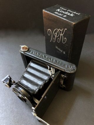Vintage Eastman Kodak Vest Pocket Model B Autographic Camera,  Stylus & Box,  FAB 2