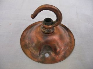 Antique Copper Arts And Crafts Lighting Hook Ceiling Rose - Lantern Pendent 1920s