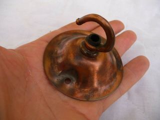 Antique Copper Arts And Crafts Lighting Hook Ceiling Rose - Lantern Pendent 1920s 2