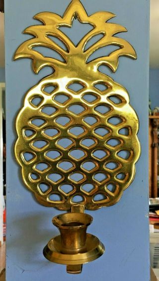 Vintage Brass Pineapple Wall Sconce Candle Holder