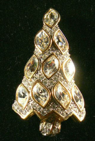 Signed Swarovski Pave Crystal Christmas Tree Brooch Pin 1996 Box