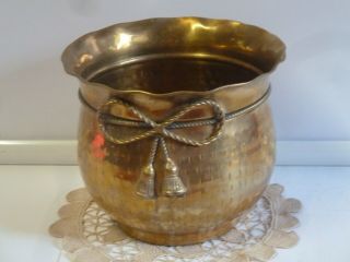 Vintage Indoor Brass Plant Pot Holder Planter Ormolu Cauldron Jardiniere Trough