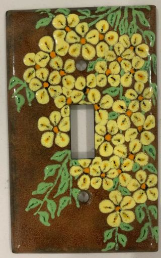 Vintage Enamel Handpainted Light Switch Covers Set Of 3 Owls Flowers Coll 2