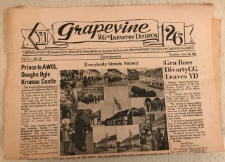Wwii Paper Grapevine 26th Infantry Division Yd 24 June 1945 Czechoslovakia Ross