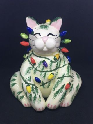Retired 2002 Whimsiclay Holiday Lights Cat Sparkie Amy Lacombe Annaco Creations