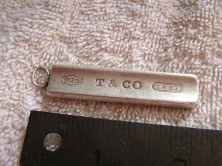 Tiffany & Co 1837 Ingot Bar Sterling Silver Key Ring 1999 Key Chain 925