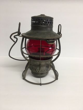 Vintage Dressel Railroad Lantern Arlington N.  J.  With Red Globe At&sf