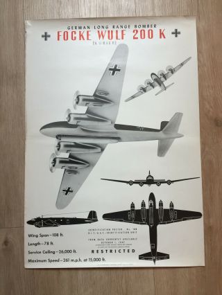 Recognition - Identification Poster Focke Wulf 200 Kondor