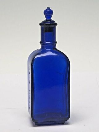 Antique Peacock/cobalt Blue Stoppered Bottle Ayer’s Hair Vicor