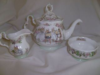 Royal Doulton Brambly Hedge Teapot,  Creamer And Sugar Bowl Tea Service