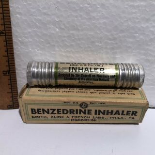 Benzedrine Amphetamine Inhaler Empty Smith Kline