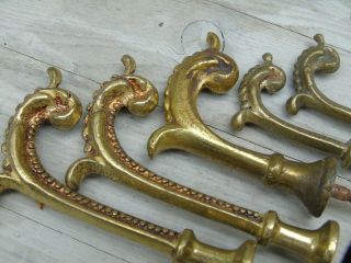 Vintage French Tieback Hooks Metal Gilt Bronze Ormolu Bishops Crook Style X5